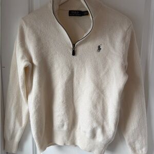 Ralph Lauren Men's Zip Up Cashmere-Wool Sweater in Cream